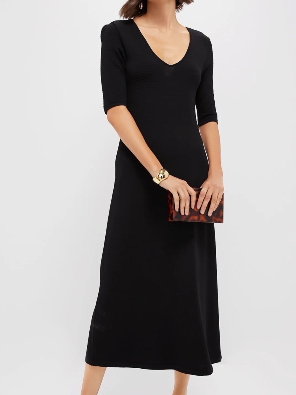Pomander Place Tuckernuck Clara Dress Black Knit Dress A-Line Midi Dress Small